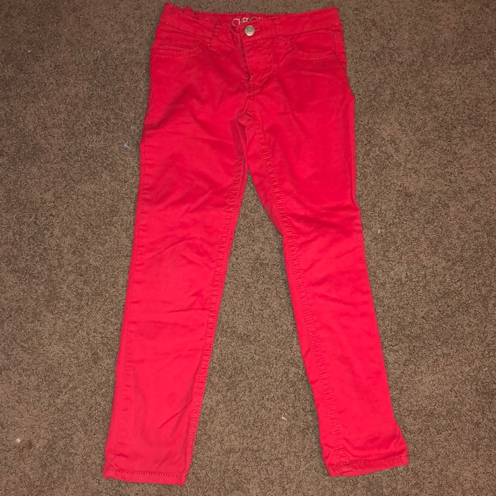 red skinny jeans